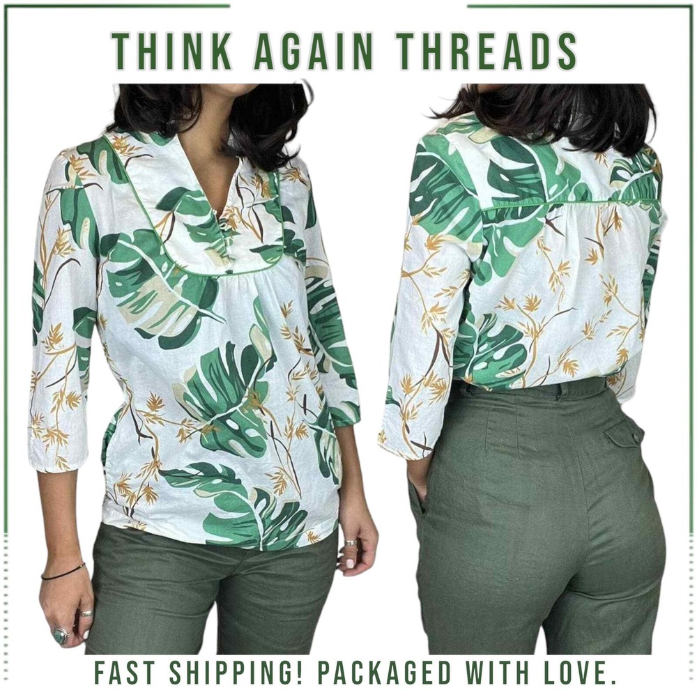 The Webster Miami at Target Tropical Top 3/4 Sleeve White 100% Cotton Size XL
